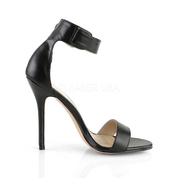 Elegante Sandalette AMUSE-10 Leder schwarz von Pleaser