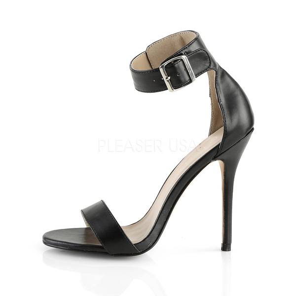 Elegante Sandalette AMUSE-10 Leder schwarz von Pleaser