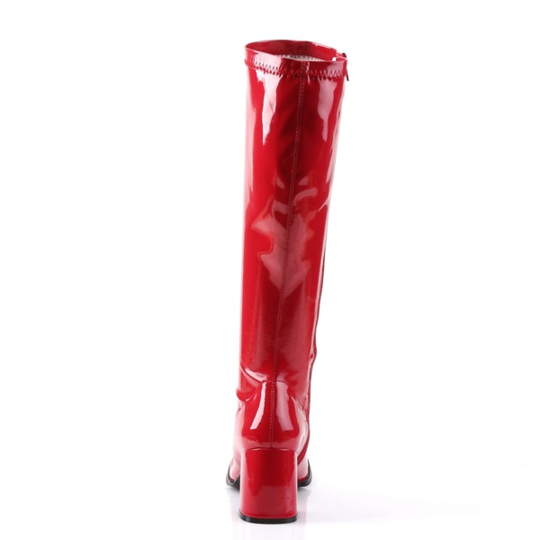 Kniehoher Stiefel mit Blockabsatz GOGO-300 rot von Funtasma