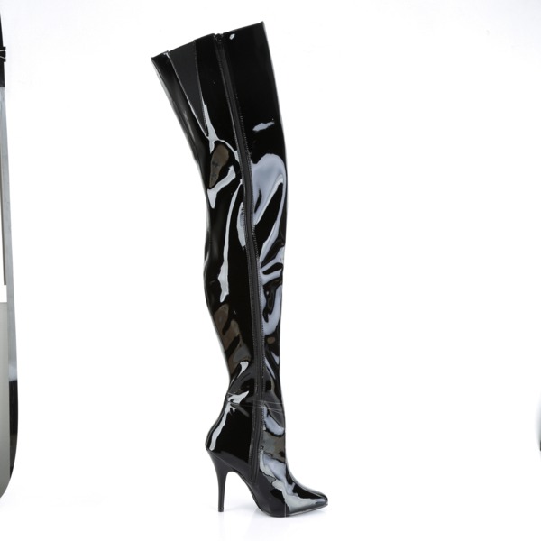 Overknee Stiefel schwarz mit Stilettoabsatz von Pleaser