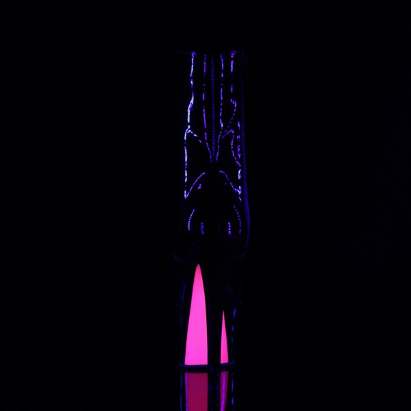 Schnürstiefelette mit schwarzlichtempfindlicher Kontrastfarbe SKY-1020TT schwarz / pink von Pleaser
