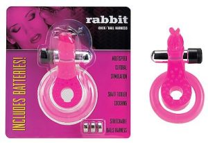 Cock & Ball Harness Rabbit pink von Seven Creations