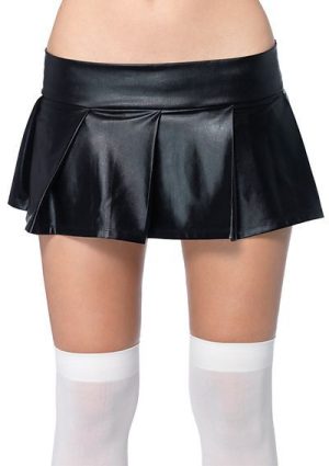 Wet Look Pleated Skirt von Leg Avenue